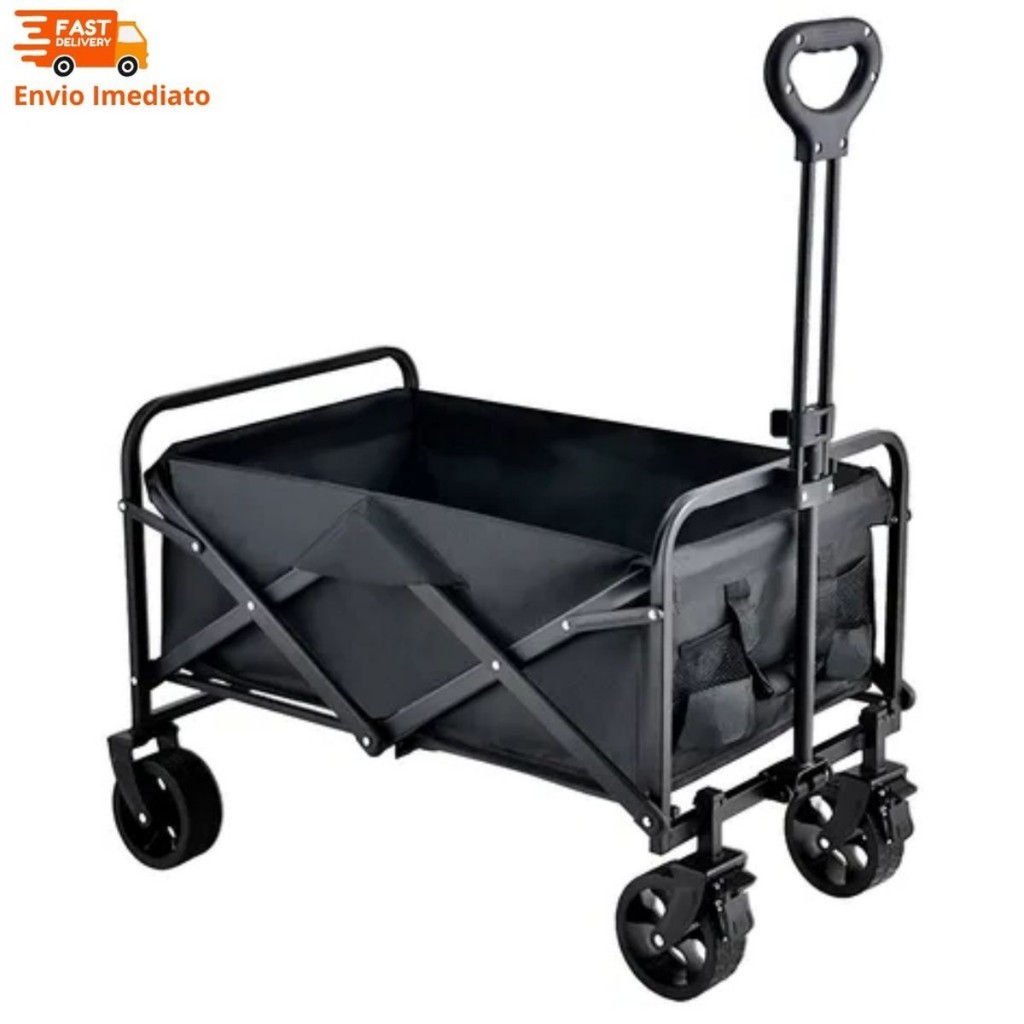 Carrinho Multiuso Praia Camping Dobrável Suporta 100kg Carga Roller