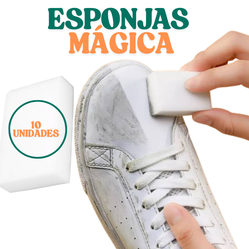 Kit 10 Esponjas Mágica Melamina Grande Branca Bucha Buchinha Limpa Parede Box Tênis Tira Mancha