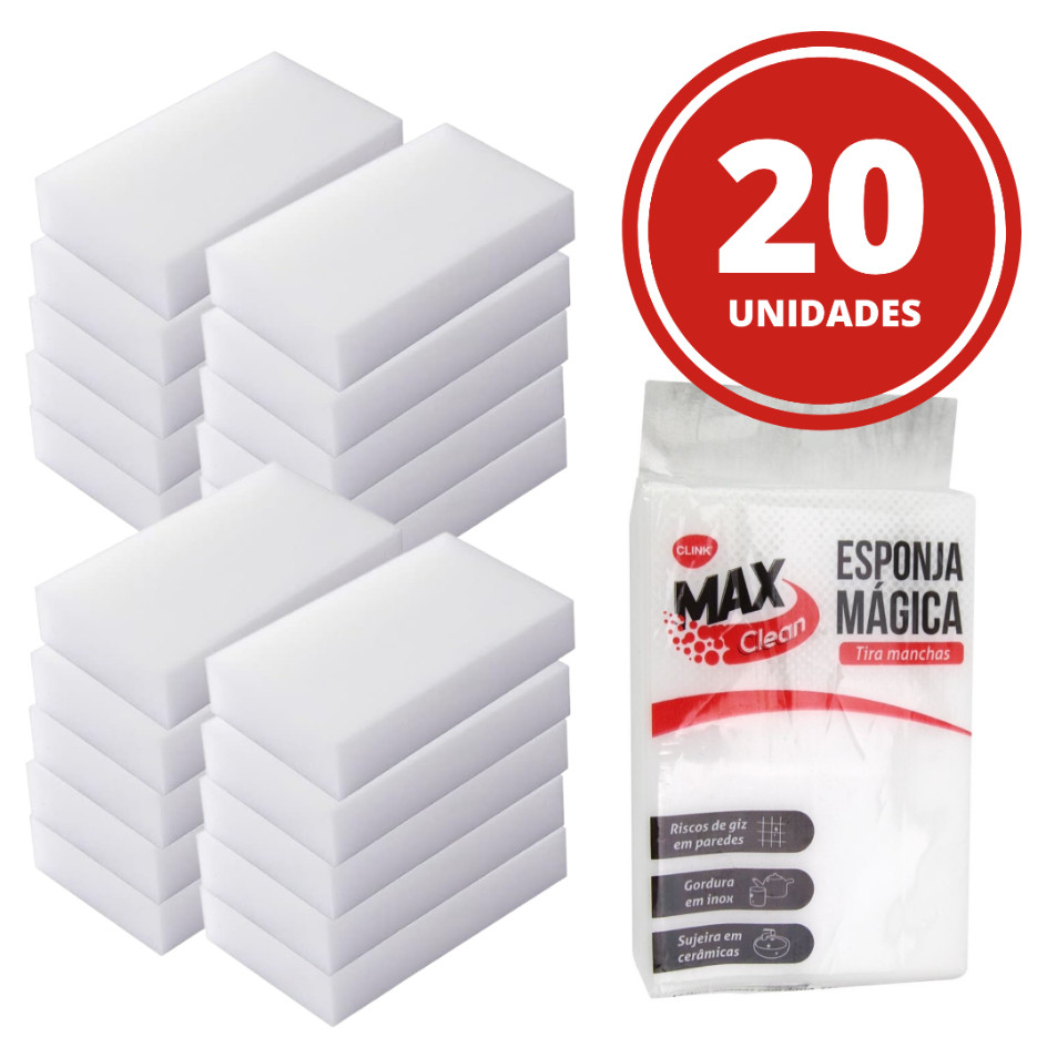 Kit 20 PCS Esponjas Mágica Bucha Melamina Tira Manchas E Riscos Limpa Tênis