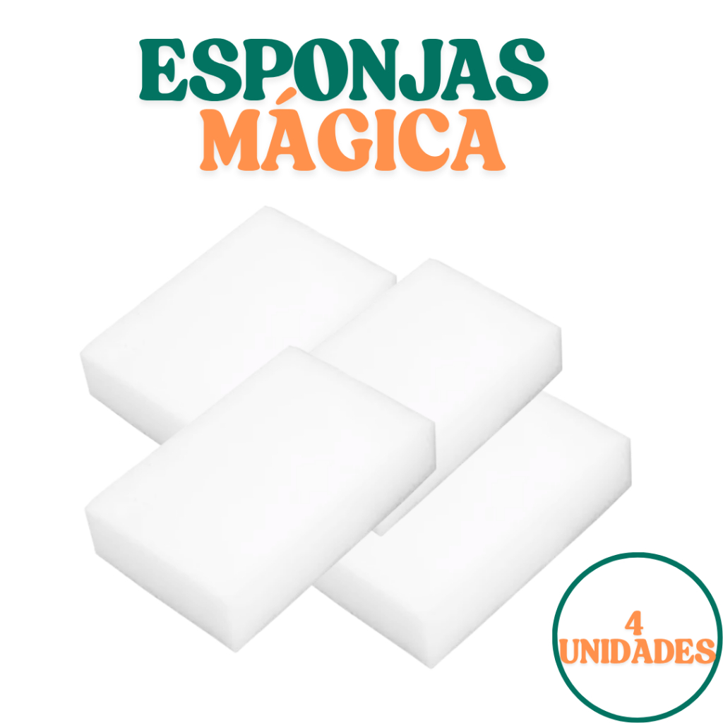 Kit 4 Esponja Mágica Bucha Melamina Tira Mancha Original Desengordura Limpeza