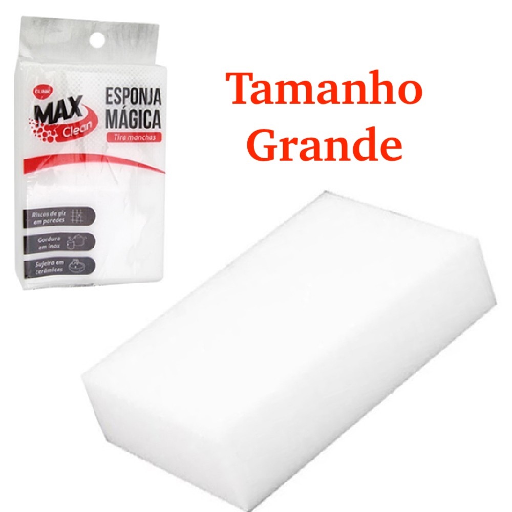 Esponja Mágica Max Clean Branca Tira Manchas Limpa Riscos Limpeza Profunda Bucha Melamina Multiuso