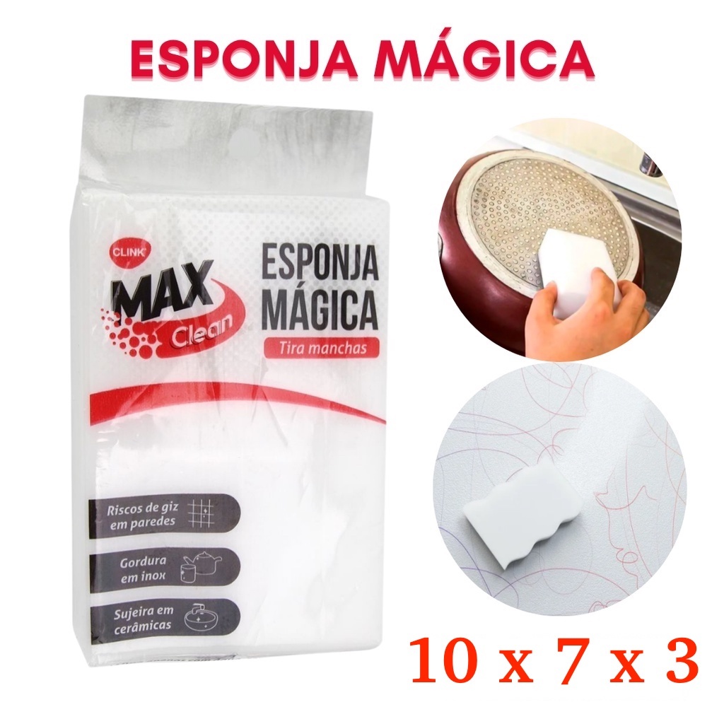 Esponja Magica Melamina Branca Tira Manchas Limpa Riscos Limpeza Profunda Bucha De Multiuso