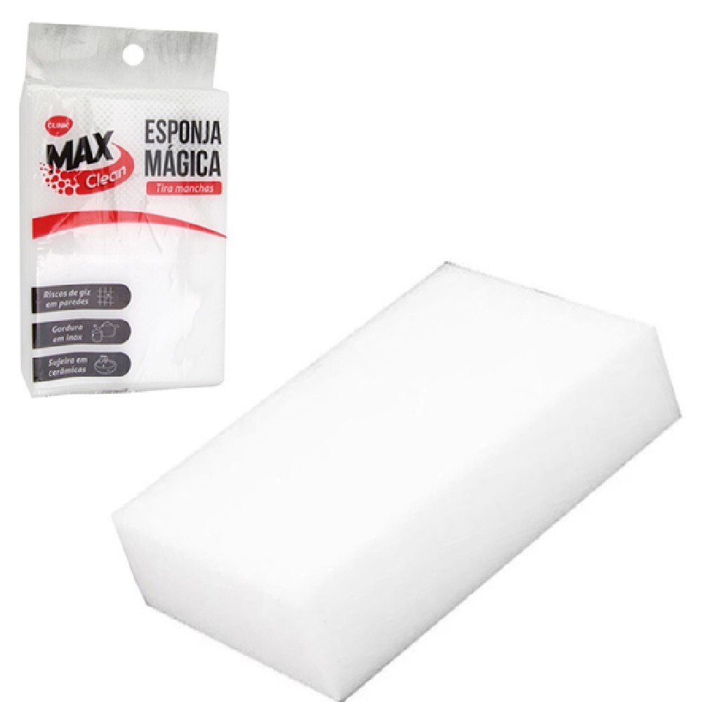 Esponja Mágica Max Clean Tira Manchas Limpa Riscos Clink Limpeza Profunda Bucha De Melamina Multiuso