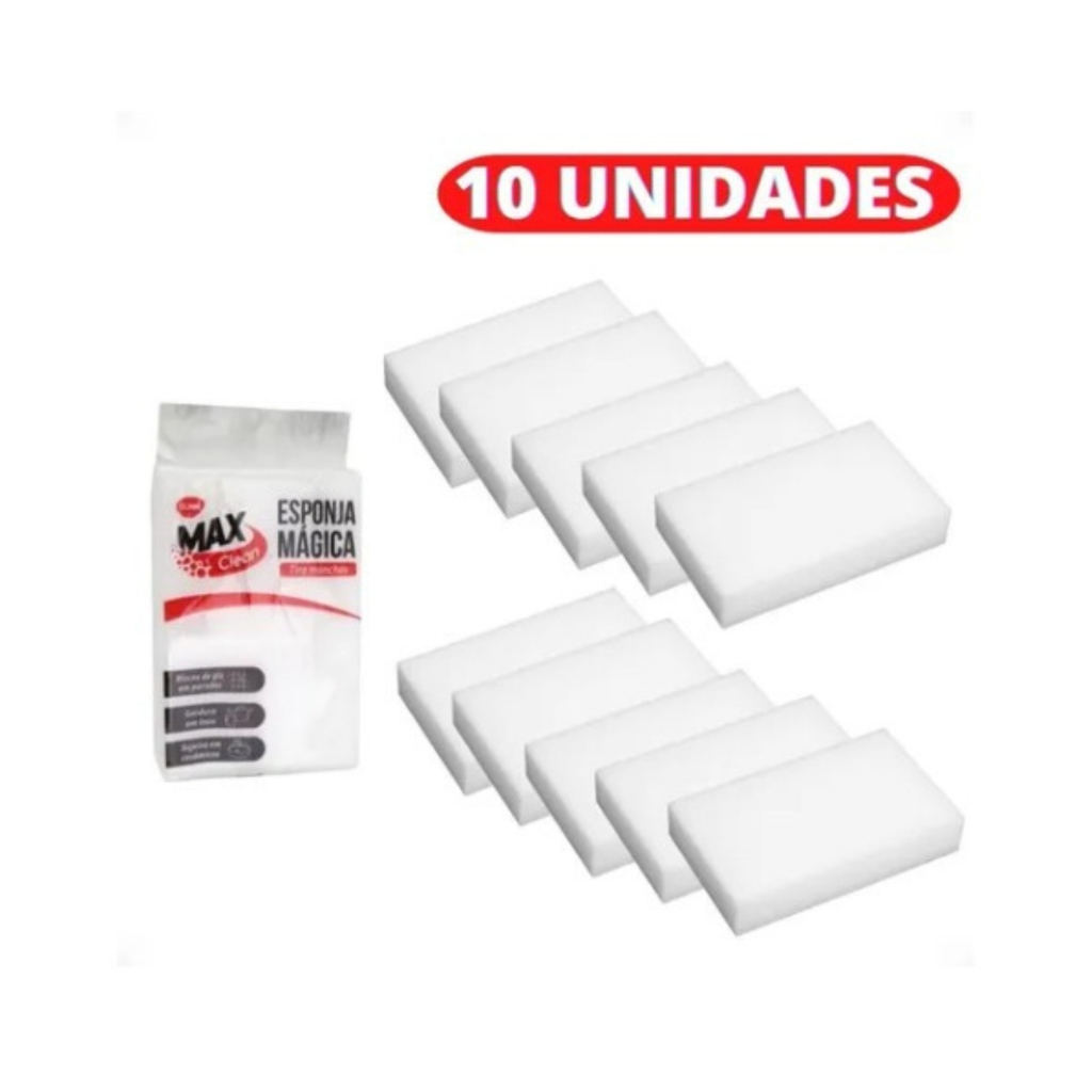 KIT C/ 10 Esponja Mágica Max Bucha Melamina Tira Manchas e Sujeiras para Cozinha\Banheiro