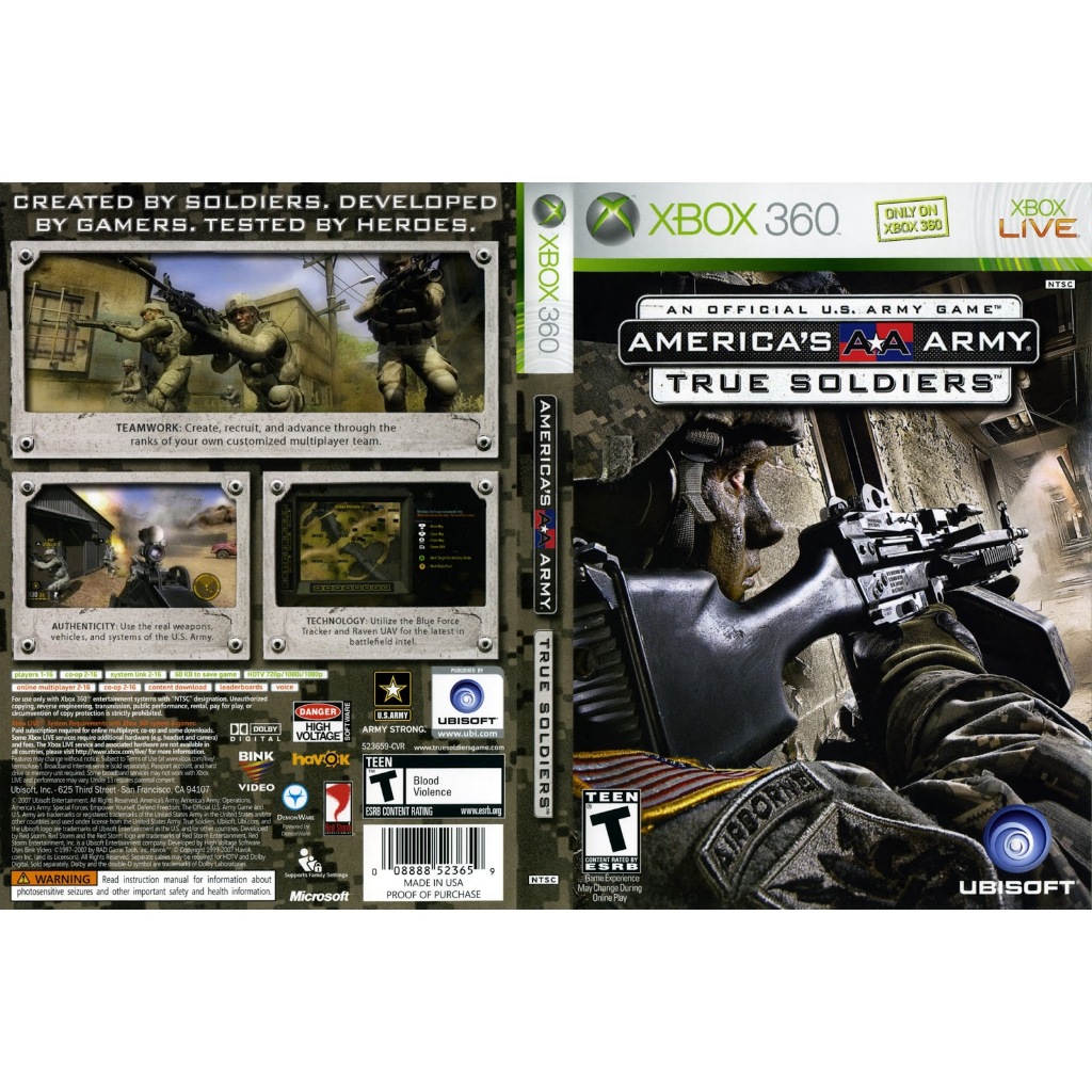 Americas Army True Soldiers P/ XBOX360 (LTU/LT/JTAG/RGH)