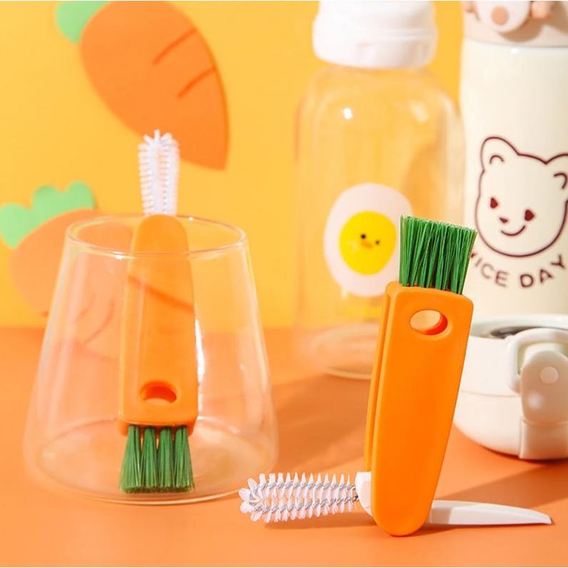 Mini Escova 3 Em 1 Escovas Para Lavar Mamadeira Bico Garrafa Bebe e copos de Nylon Portátil Dobrável Garrafa Bebê Bico Cleaner