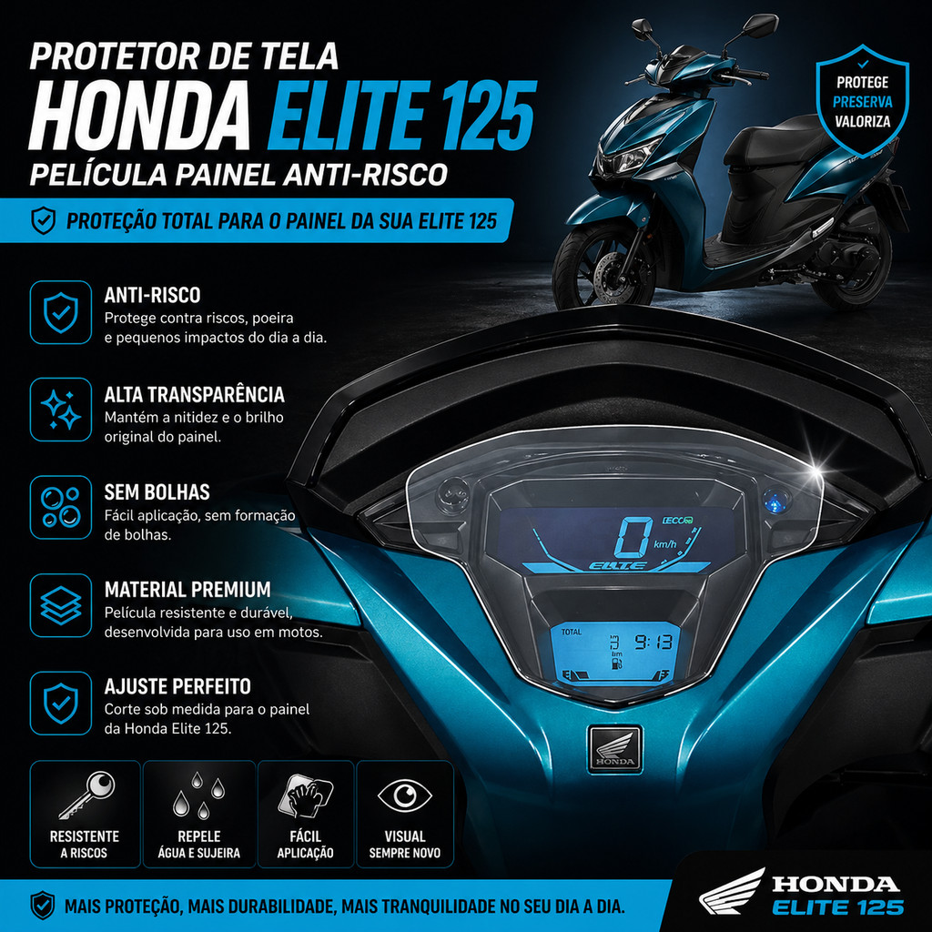 Pelicula Protetora Painel Nova Honda Elite 125 2025 Proteção anti -risco