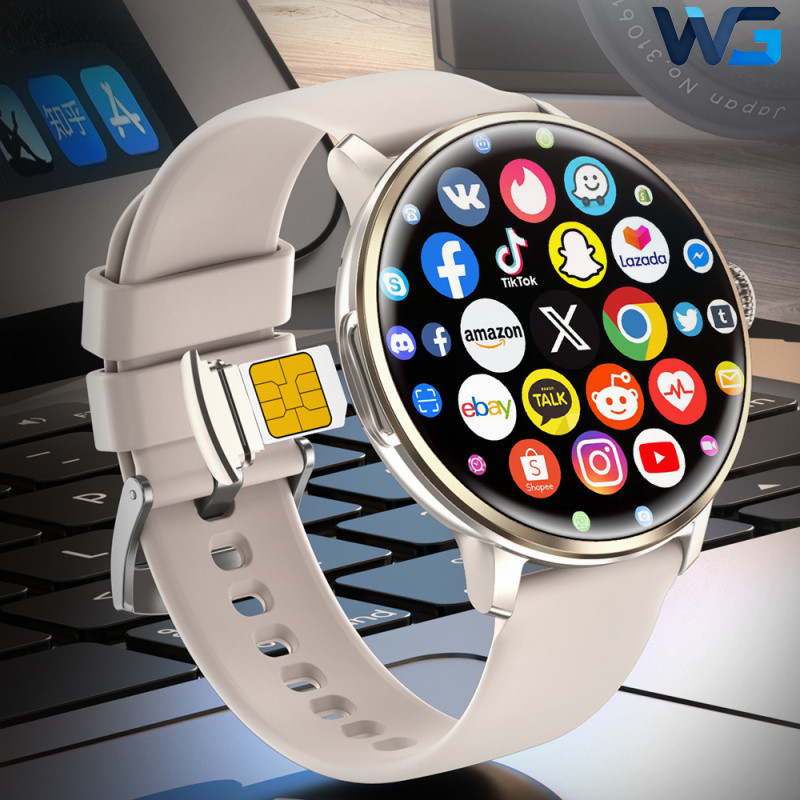 Android H88 Smartwatch Relógio Inteligente Feminino 5G Com Slot Para Cartão SIM Tela Amoled Câmera Giratória WIFI GPS Po