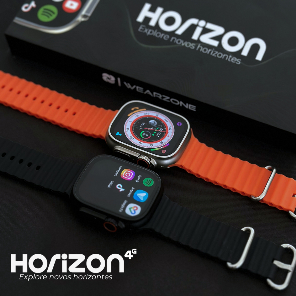 Smartwatch Horizon 4G GPS Android – 16GB Memória, 2GB RAM, Nano SIM + Película