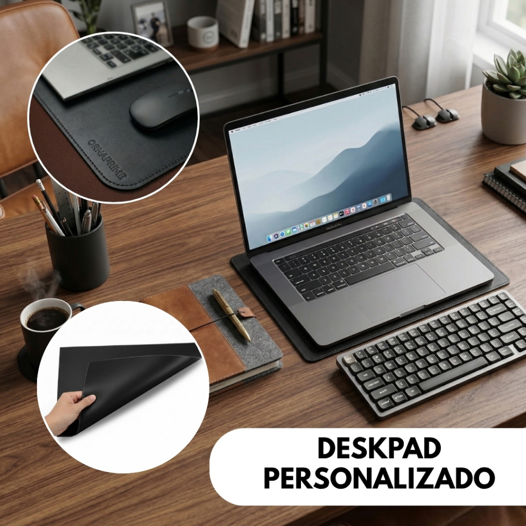 Deskpad Personalizado a Laser 45x33cm Couro Sintético Para Notebook Escritório Office Base Antiderrapante Dia dos Pais
