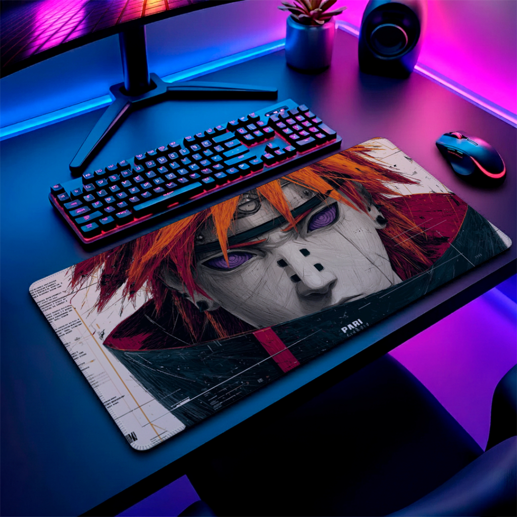 Deskpad Mousepad Gigante Estampa Exclusiva Base Emborrachada Borda Costurada Alta Precisao p/ Setup Gamer e Home Office