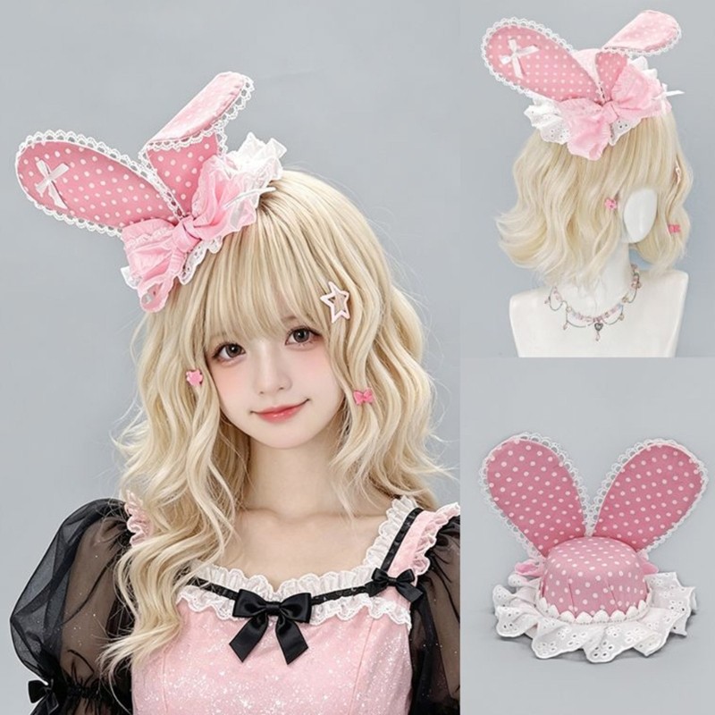 YOIOI Bonito Ponto Redondo Orelhas De Coelho Pequeno Chapéu Headwear Para Doce Cosplay Performances De Palco