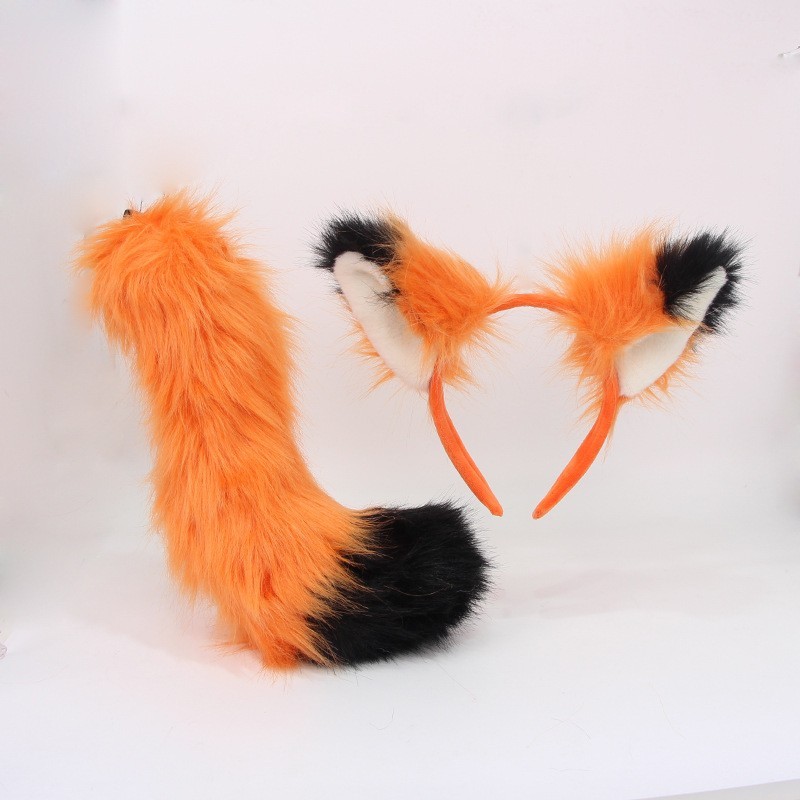 Nick Fox Ear Hoop Tail Set Festa COS Performance Headwear Halloween Japonês Animal Orelha Tiara