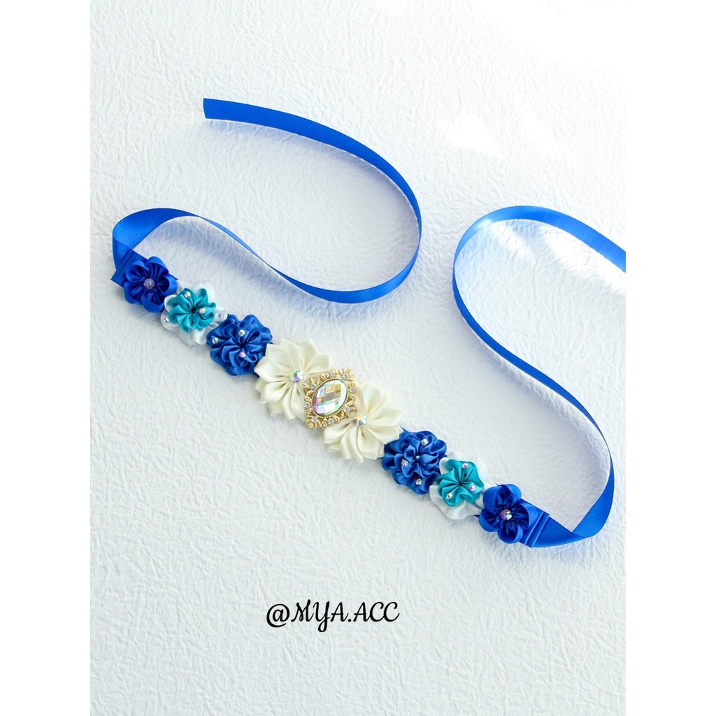 MYAACC Royal Blue Flower Ballet Performance Headband Gebelia Giselle Competição Acessórios para cabelo Exame Headwear