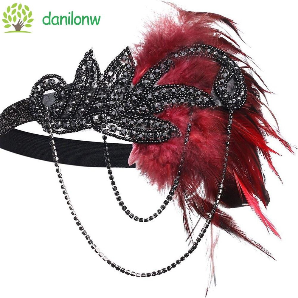 DANILO Feather Headwear Acessórios Para Cabelo Borlas Corrente Longa Gatsby Cosplay Vestido Maquiagem Festa Performance