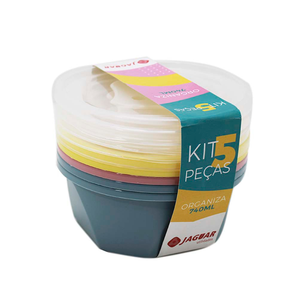 Conjunto com 5 Potes Org 740ML Versátil Plástico Resistente Cores Sortidas Utensílios para Cozinha/casa