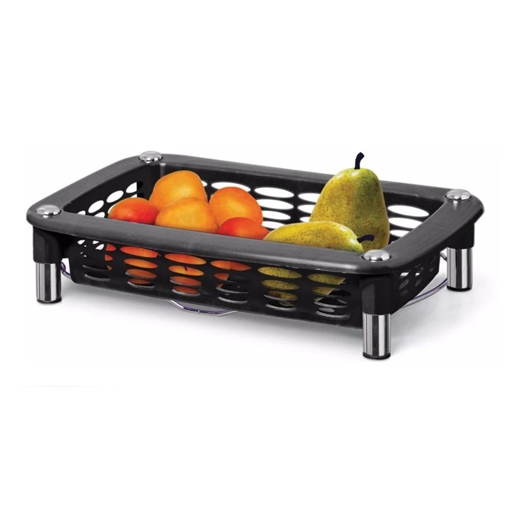 Fruteira / Org Retangular Para Mesa Cor Preta N352 Niquel