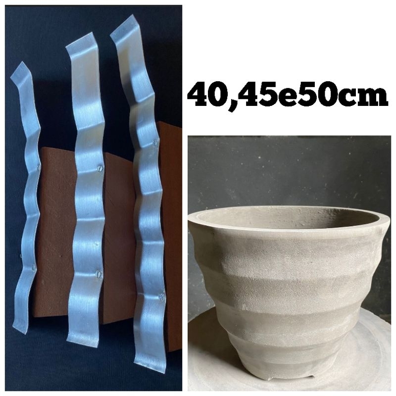 (Kit n67) 3 gabaritos para fazer vaso de cimento (destro)