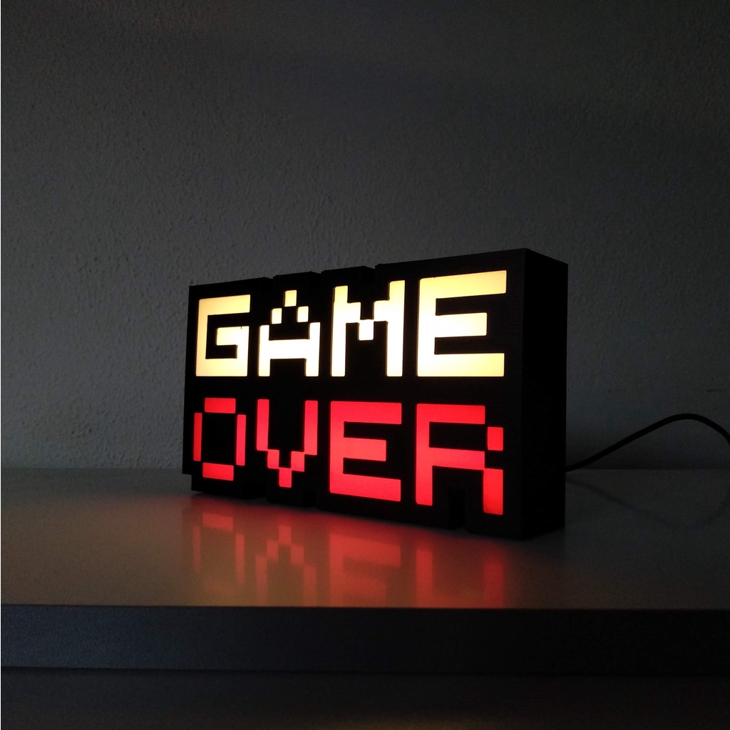Decoração persolnalizada Gamer Game Over 20cm - LED