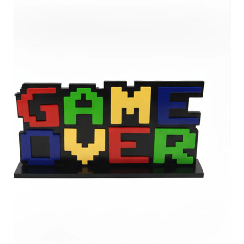Display Mdf Game Over Colorido UniqueBox Decor Quarto Gamer Sala Jogos 20cm 10cm Impressão UV