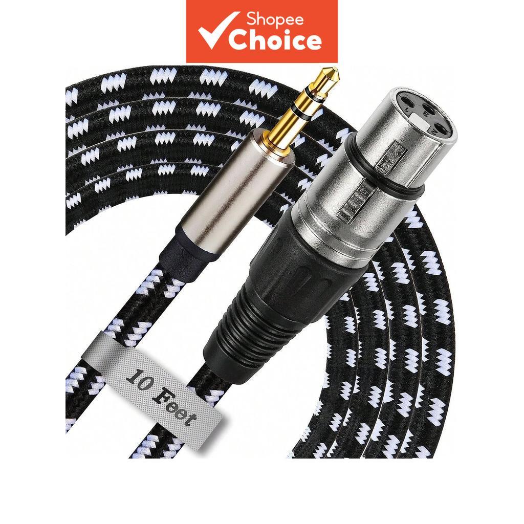 XLR Trançado De Nylon Para 3.5 Mm 1/8 " TRS Cabo De Áudio Adaptador Auxiliar Banhado A Ouro Misturador De Microfone Lapt