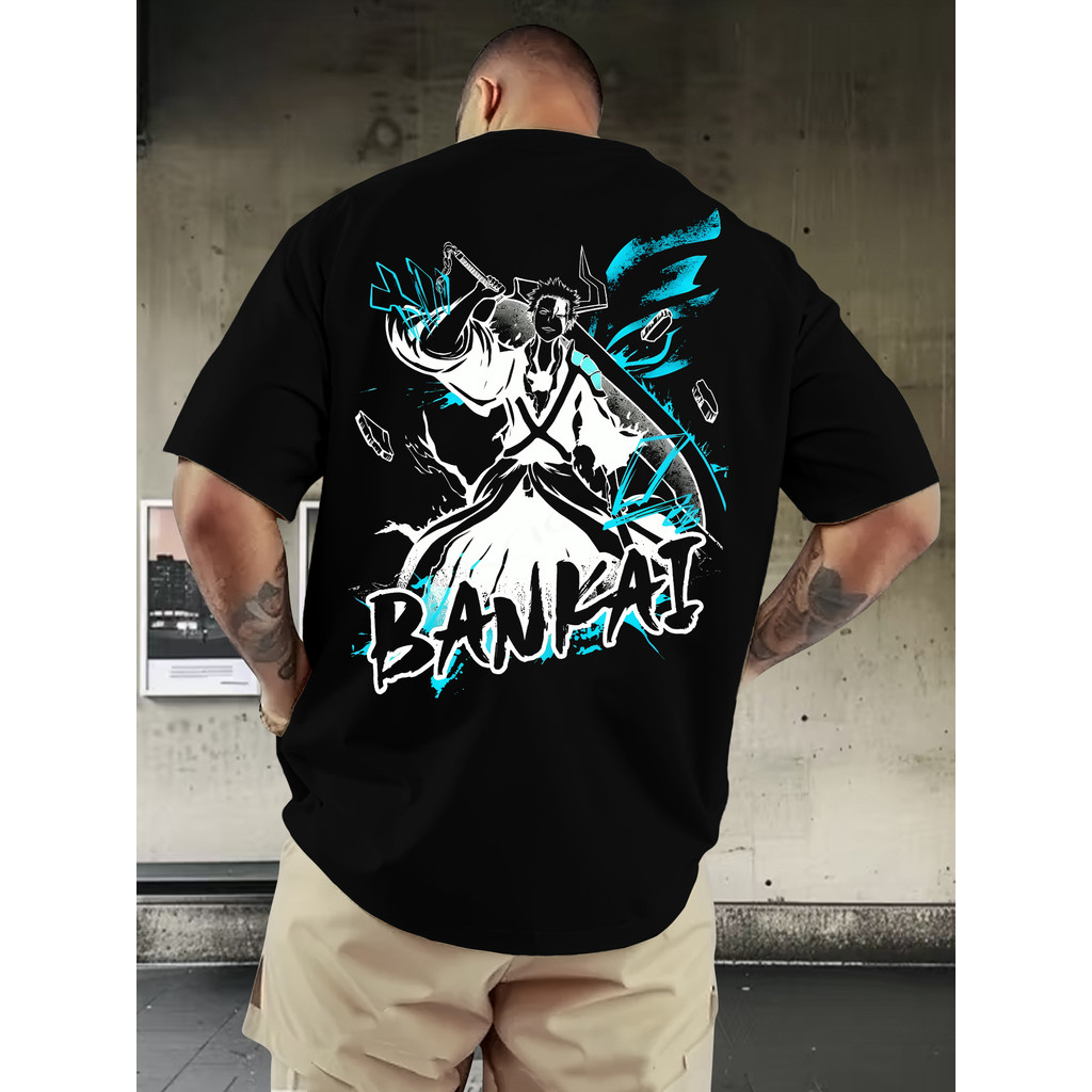 Camiseta Masculina Anime Bankai Design Print Vibrante Confortável Poderosa Estilosa Verão