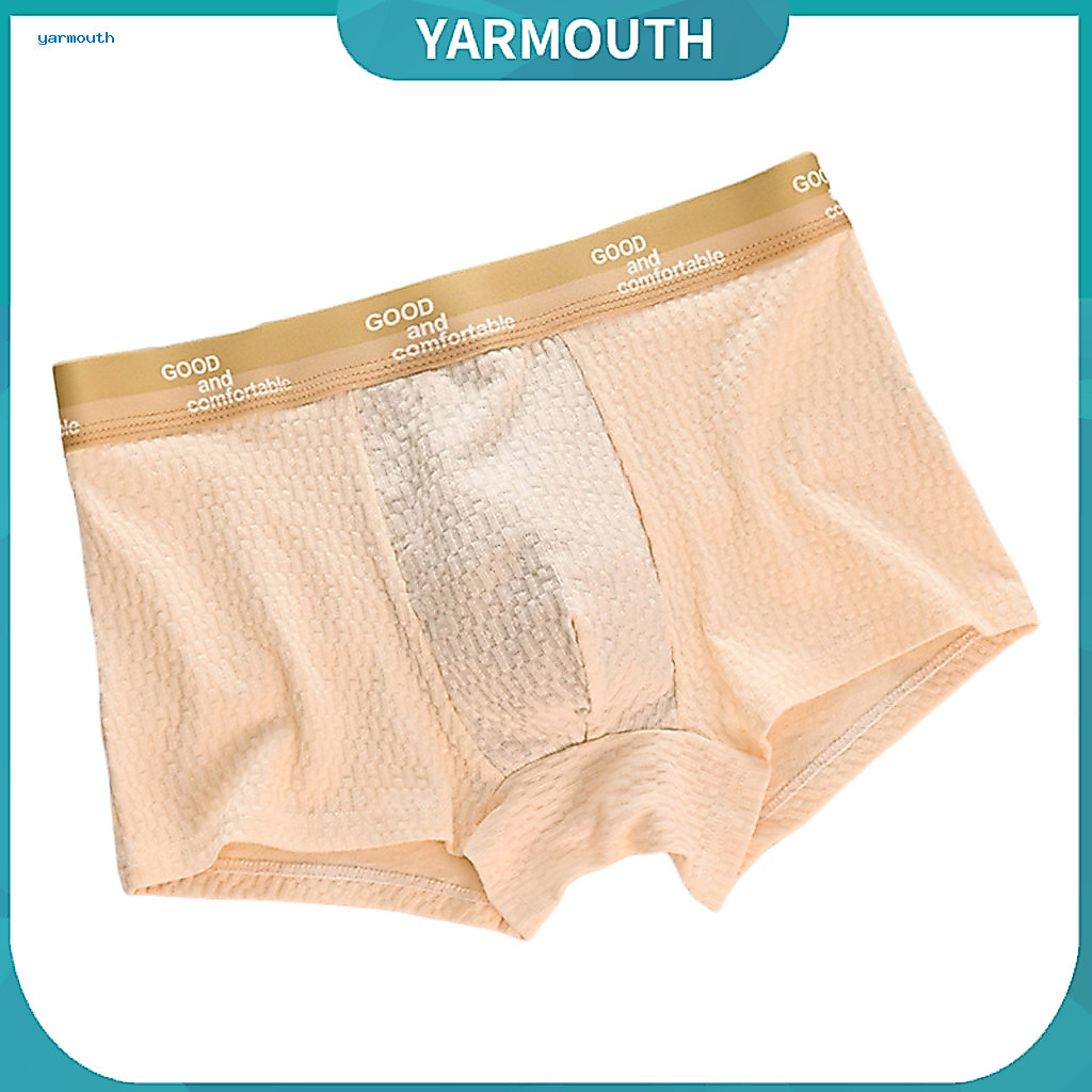 Men Boxer Briefs Breathable Men's Mid-rise Elastic Waist U-convex Design Smooth Lines Letter Print for Everyday for Sout