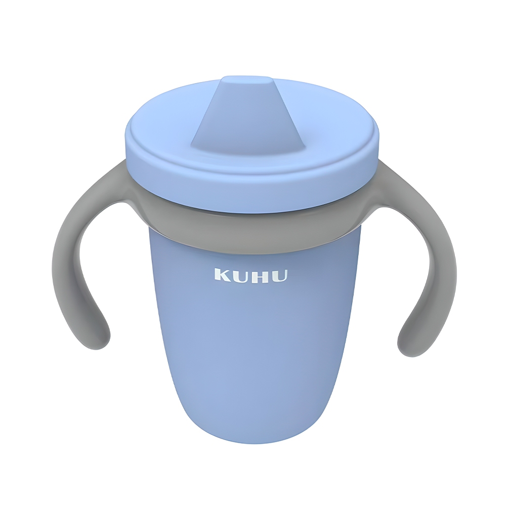 Copo De Treinamento Kuhu 240ml Bico Antivazamento Azul