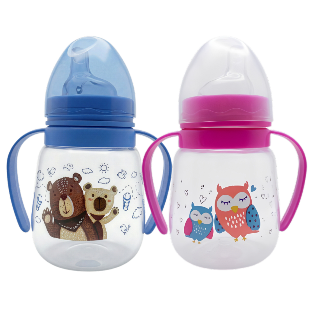 Copo Infantil Antivazamento Confotável Petita Cristal 240ml com Alça Bico Silicone  - Urso Coruja