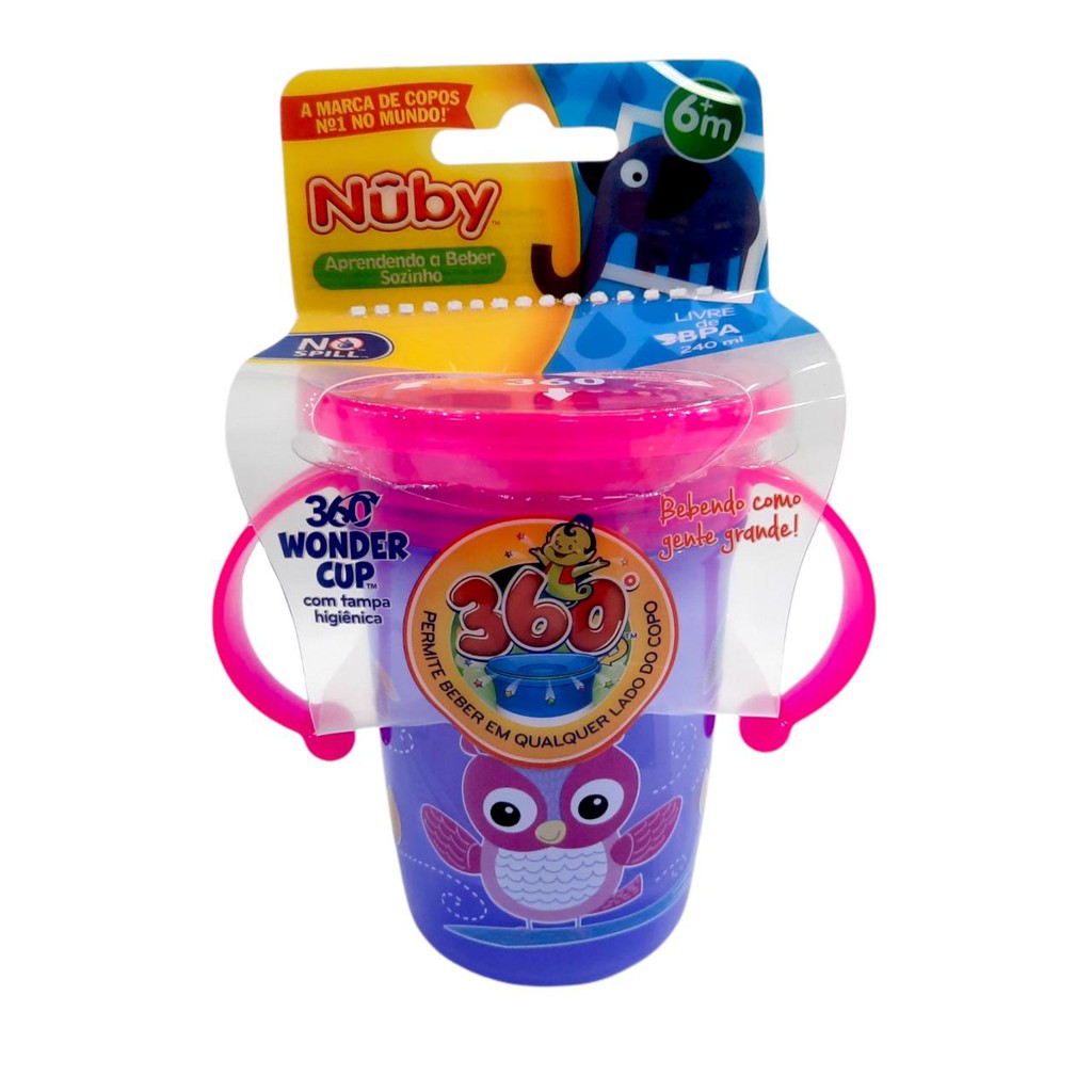 Copo Treinamento Antivazamento 360° Com Alça Bebê 240ml Nuby