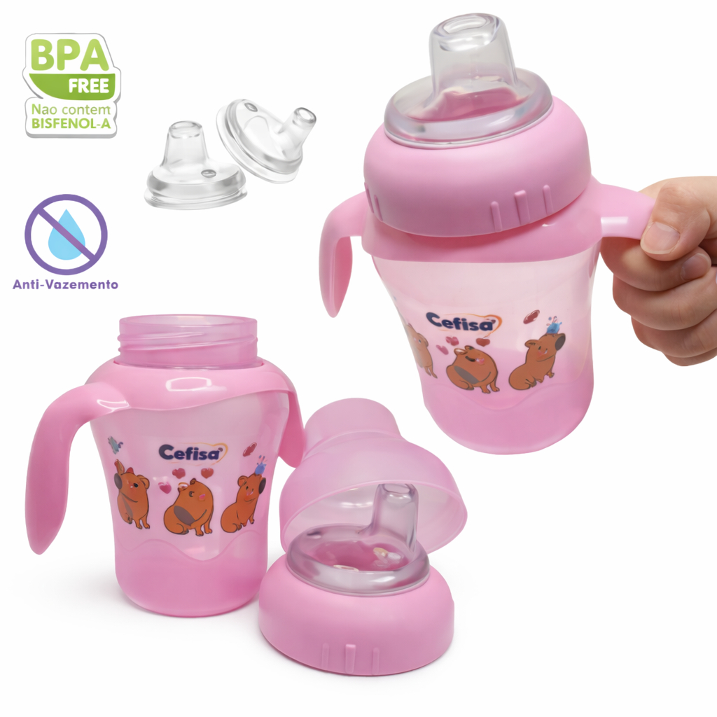 Copo de Transição Para bebê +6 meses Infantil com Bico de Silicone Antivazamento 240ml