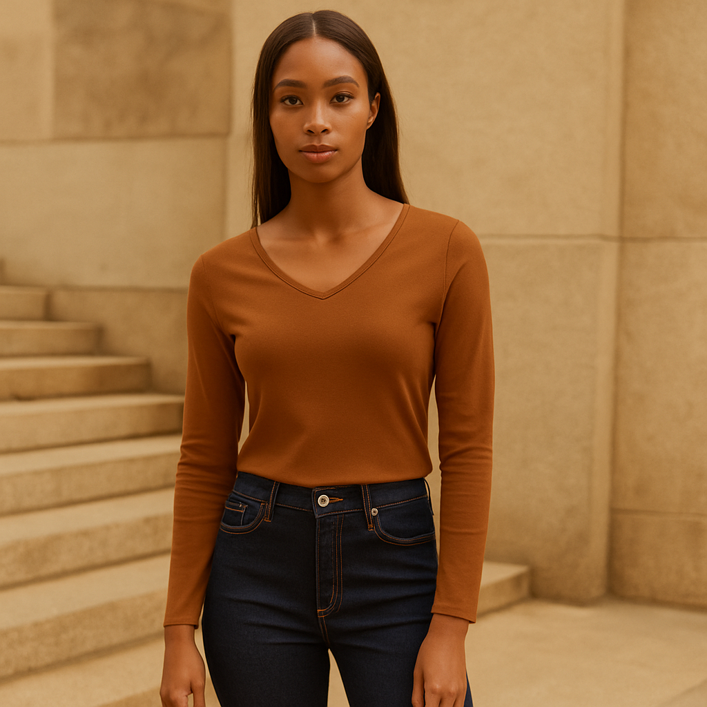 Blusa Manga Longa Gola V em cotton Kb351-c2