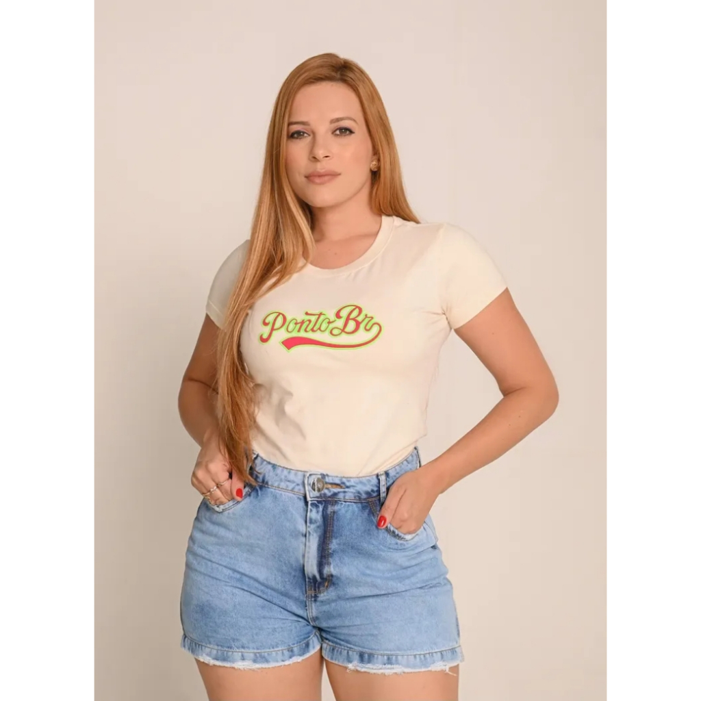 Blusa Feminina T-Shirt Cotton Premium Tendência e Praticidade para o Dia a Dia Com Bordado