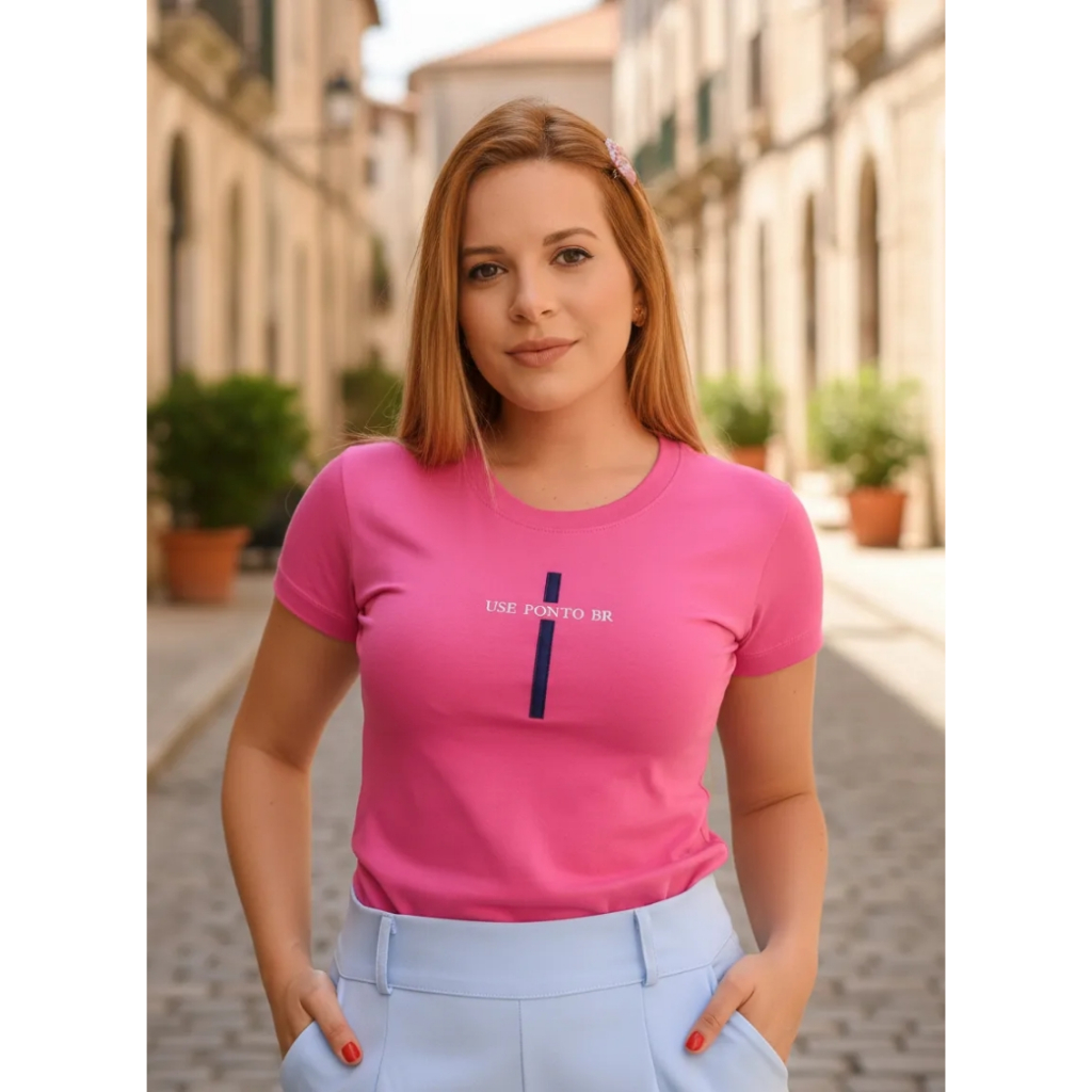 Blusa T-Shirt Casual Feminina com Bordado Cotton Premium - Simples e Estilosa para Todos os Momentos