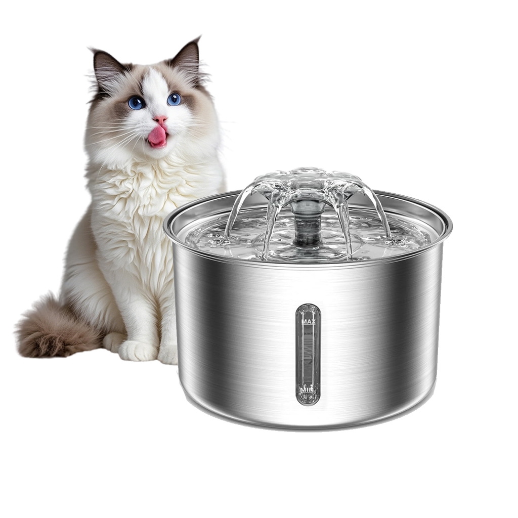 3L Stainless Steel Automatic Water Dispenser, With Filter, Suitable For Cats And Dogs