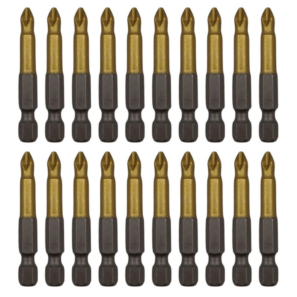 Kit 20 Ponta Bits Ph2 50mm Titânio Magnética Antiderrapante Ponteira Parafusadeira