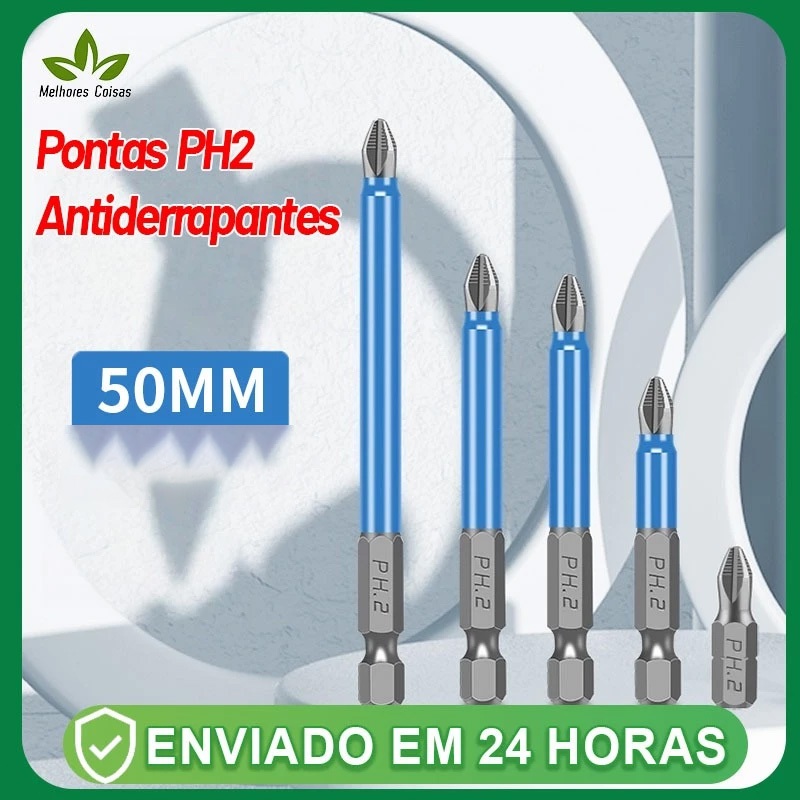 Pontas Phillips PH2 - 50mm Magnéticas Antiderrapantes de Alta Resistência
