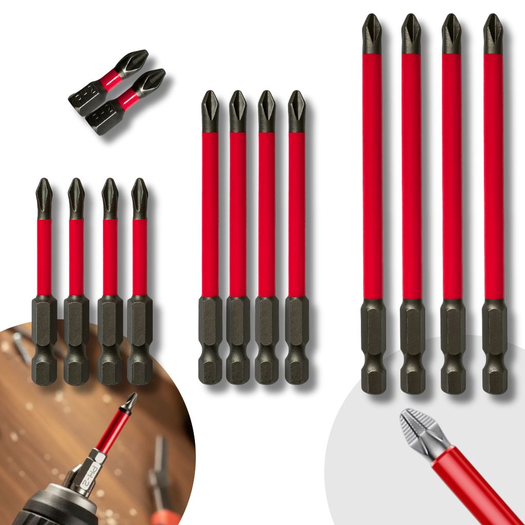 Kit Jogo Bits Ponta Magnética Parafusadeira Ph2 25mm + 50mm + 70mm + 90mm Imã 14 Peças