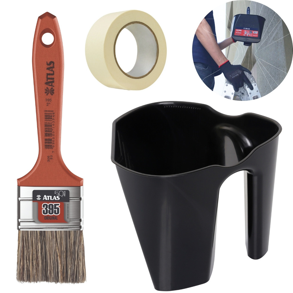 Caçamba de Mão Para Pintura 2L Com Clip Magnético + Pincel Trincha Média 50mm Profissional