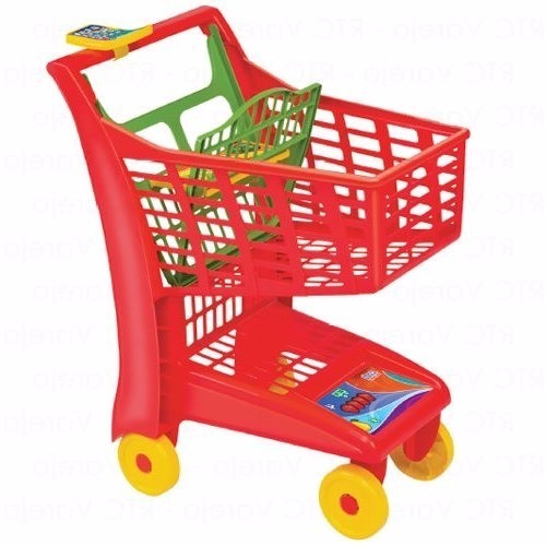 Carrinho De Compras De Brinqudo Supermercado Infantil Market Vermelho Divertido Faz De Conta Comprinhas - Magic Toys