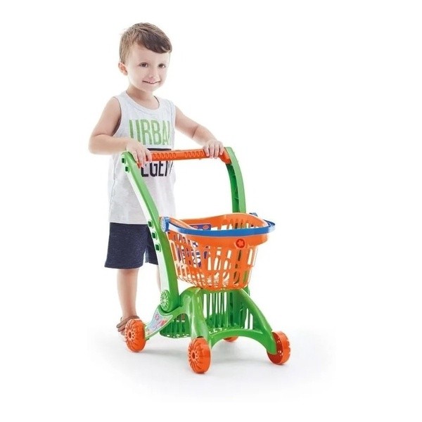 Super Carrinho de compras  e boneca Infantil Supermercado mercadinho 2 Em 1 CALESITA - ORIGINAL LICENCIADO