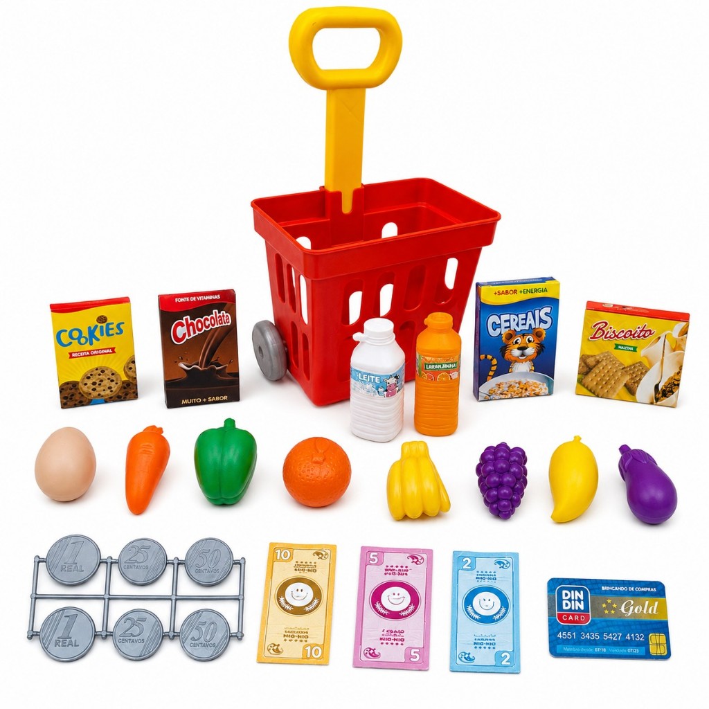 Carrinho de Compras Infantil Mercadinho Supermercado Completo