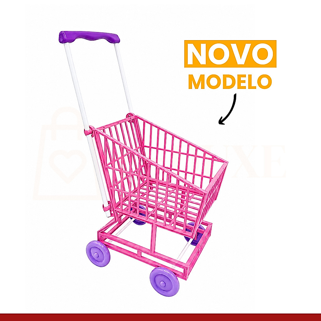 Carrinho de Compras Supermercado Brinquedo Menina Infantil Faz de Conta