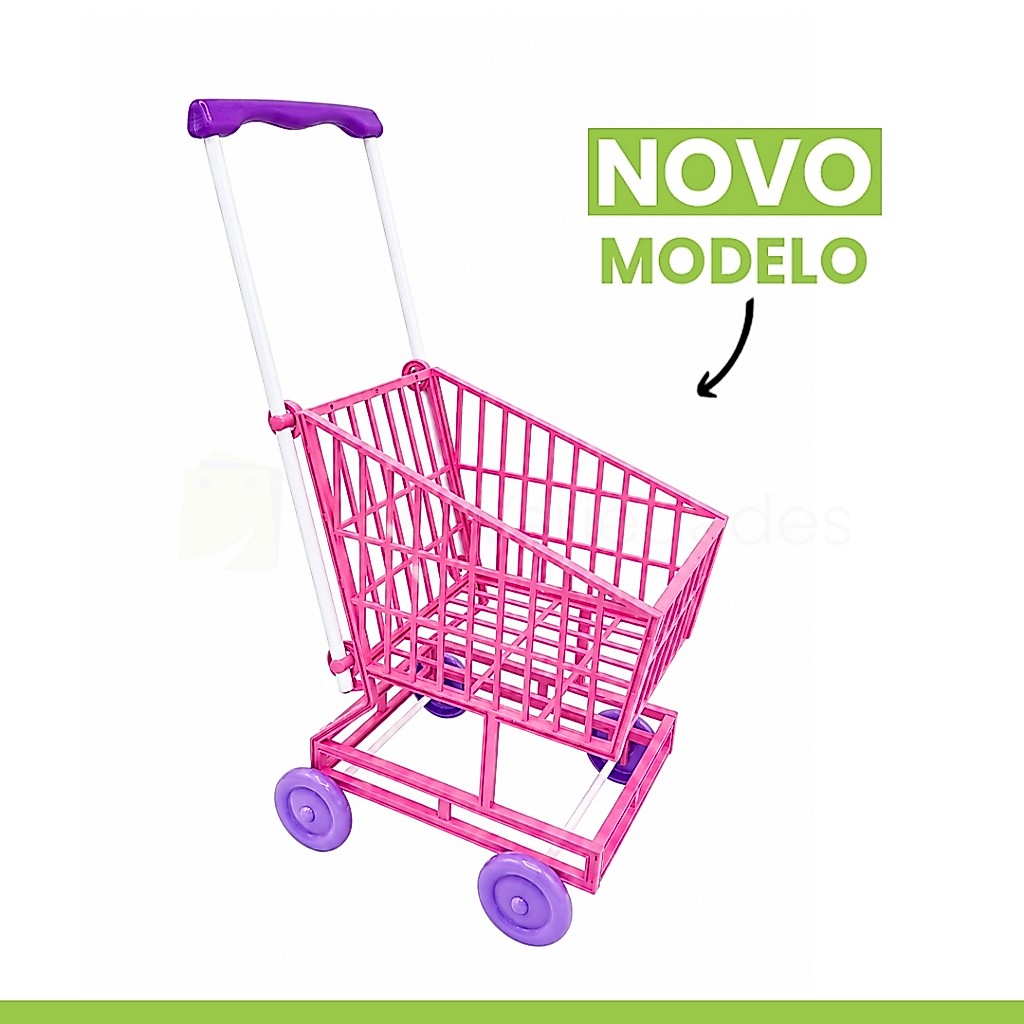 Carrinho de Compras Supermercado Infantil Faz de Conta Brinquedo Menina