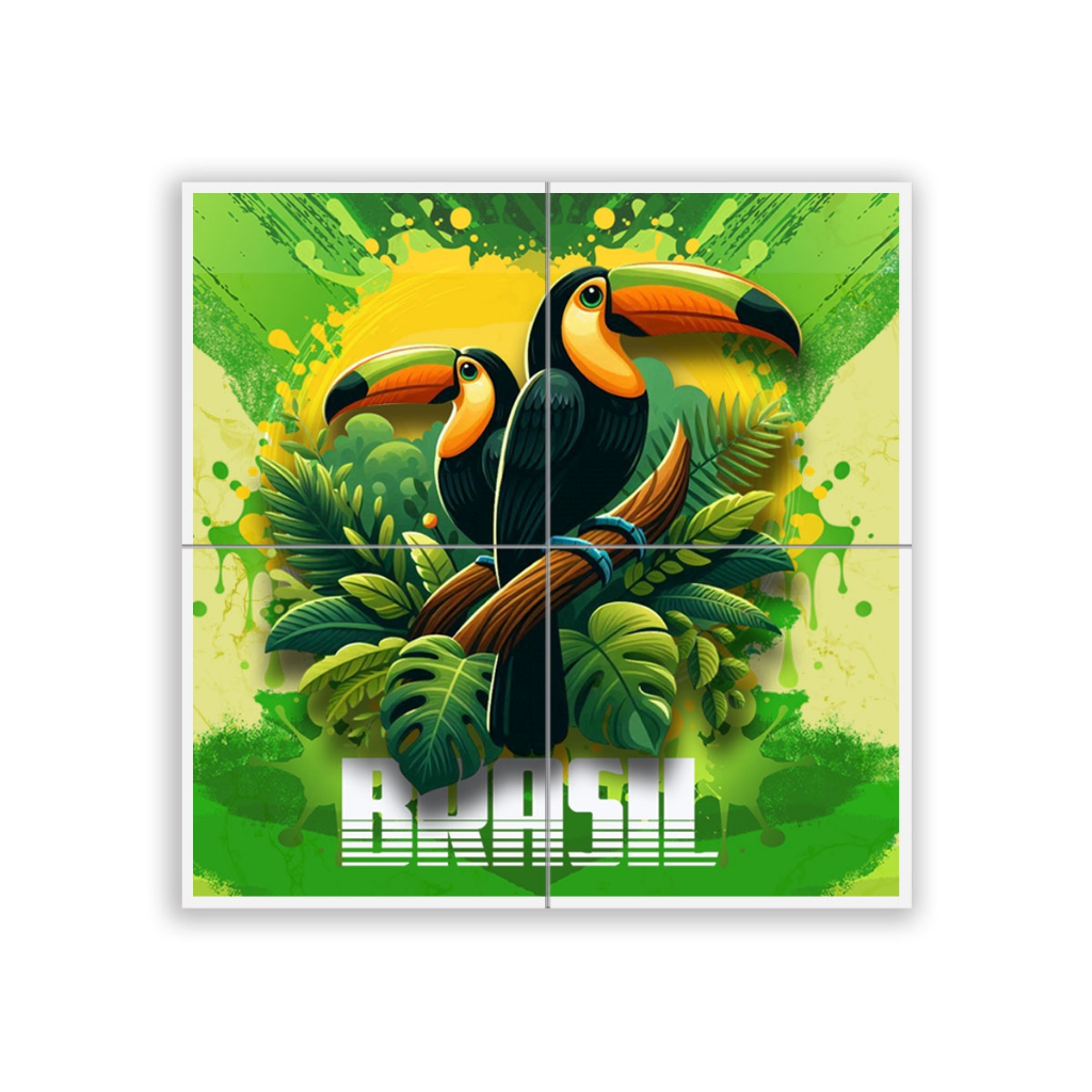 Quadro em azulejo Tucano Brasil Toucan Amazonia 24