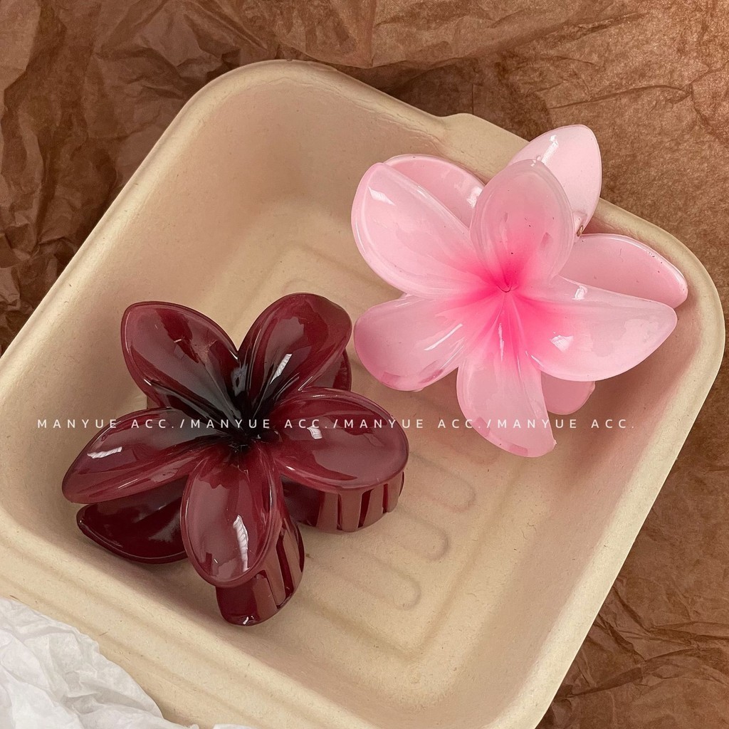 Plumeria Clip De Garra Gradiente Cor Flor De Fashion Holiday Colher De Cabeça De Venda Quente Para Costas Cabelo De Tubarão Acessórios