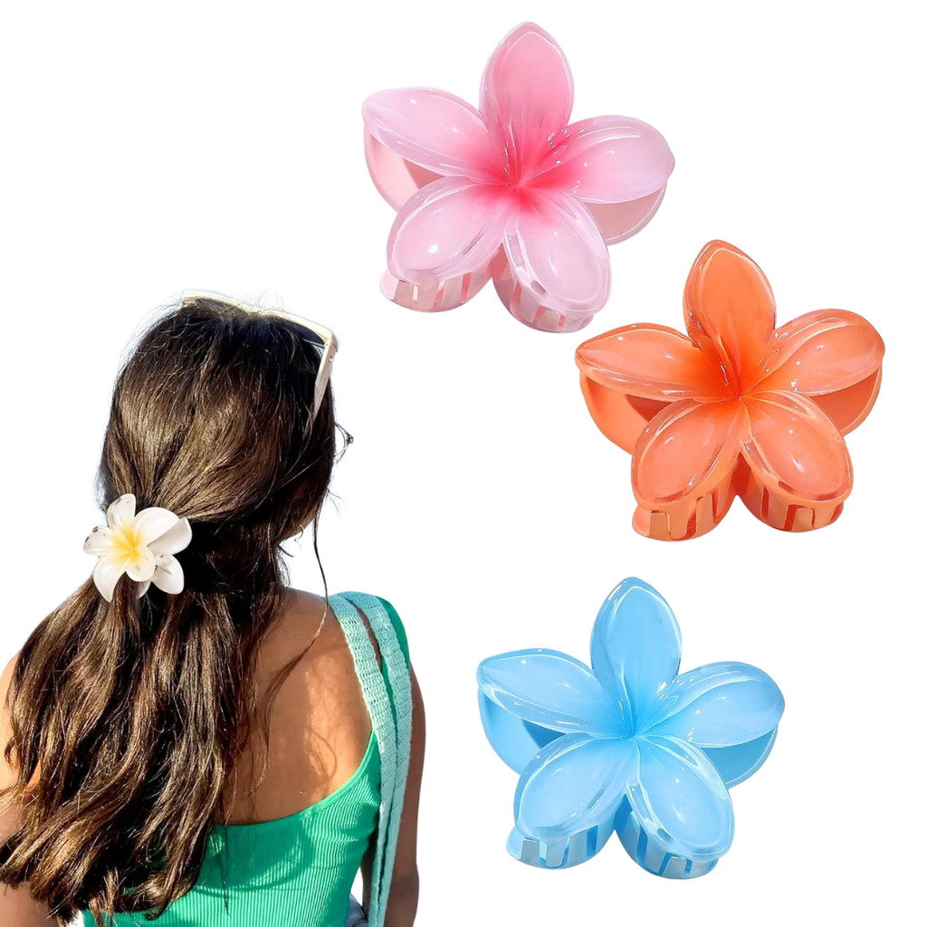 3 Piranha De Flor Garra Para Cabelo Grampo De Praia Acessório Feminino Elegante Charmoso