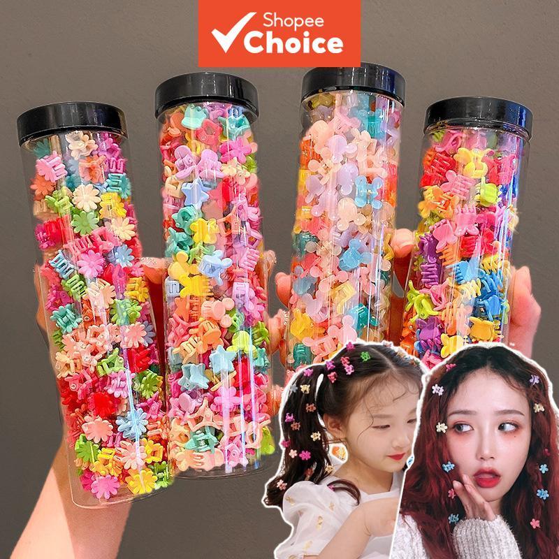 Crianças 100 Pçs Flor Grampos De Garra De Cabelo Colorido Mini Para Bebês Meninas Criança Flyaway Floral Acessórios