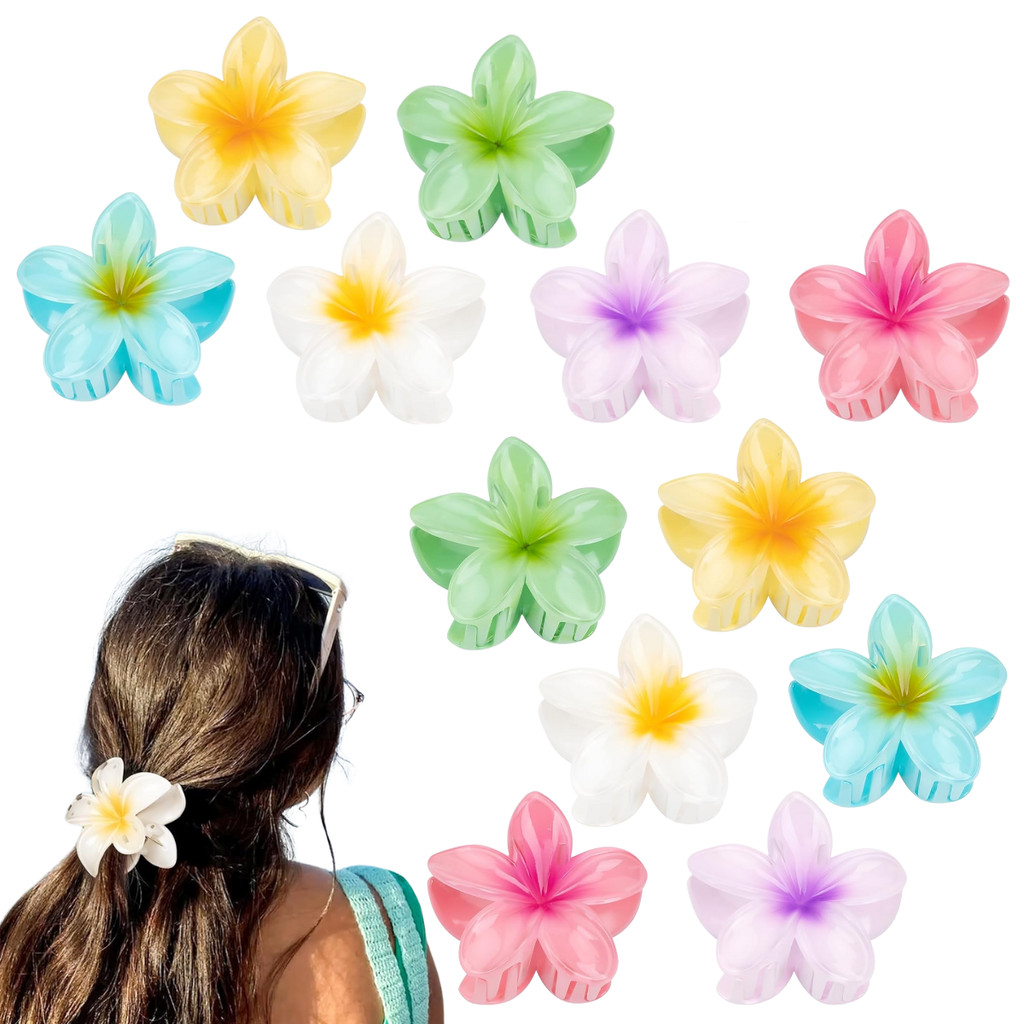 12 Piranha De Flor Garra Para Cabelo Grampo De Praia Acessório Feminino Elegante Charmoso