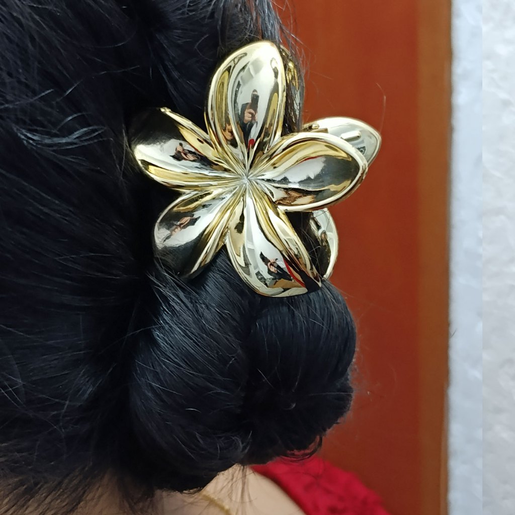 Garra de Flor Clip Prendendor de Cabelo Piranha Presilha de Cabelo Medio Dourado Fashion